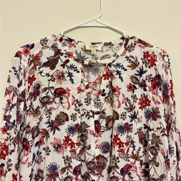 2/$30 Umgee - Multicolor Floral Long Sleeve Tunic Blouse Top - Picture 4 of 8
